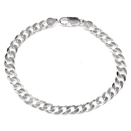 Treasure Bay Mens Solid 925 Sterling Silver Chain Bracelet - 7mm Width Cuban Curb Chain 19.5cm