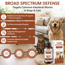 7-Way Dogs Dewormer, for Tapeworms, Roundworms, Hookworms in Cats and Dogs, Dewormer Support Liquid Formula, 100 ml, Chicken Flavor