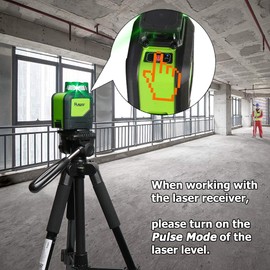 Huepar LR-6RG Laser Detector only for Huepar Laser Level with Pulse Mode, Digital Laser Receiver detect Line Lasers Up to 60m/196ft for Red&Green Laser Beams, Three-Sided LED Display, Clamp Included