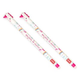 LEGAMI Erasable Gel Pen - Unicorn, Thermosensitive Ink, 0.7 mm Tip Diameter, 15 cm Length, Pink ink (Pack of 2)