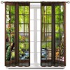 AuiMzoo Landscape Curtains, 3D Window Spring Forest Wildlife Nature Scenery,