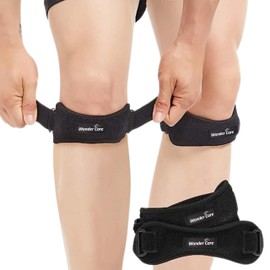 Wonder Care Knee Brace with Silicon Gel Strips for Knee Pain, Gel Patella Knee Strap for Workout, Sports, Arthritis, ACL, MCL, Meniscus Tear Patellar Tendon Support Strap Men Women(4, Black)