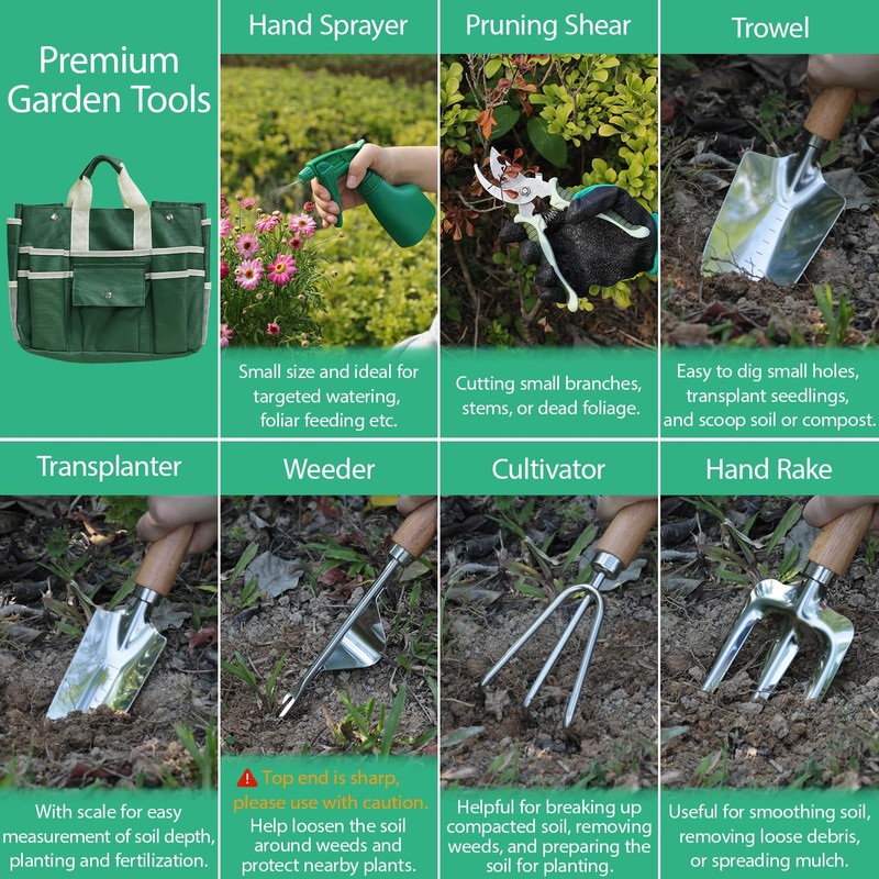 LeMotech Garden Tool Set,10 Pieces Heavy Duty Gardenting Tool Kit,