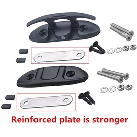 MIZUGIWA Boat Folding Cleats 4-1/2 Inch Stainless Steel Marine Flip Up Dock Cleat for Boat,Heavy Duty Black Boat Cleats Flip Up Rope Cleat W/Back Plate & Fasteners for Mooring,Boat Docks,Decks,Kayaks
