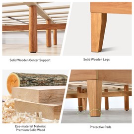 COLAMY 12 Inch Wood Platform Bed Frame，Sturdy Full Size Bed Frame with Wood Slat Support, No Box Spring Needed, Easy Assembly, Rustic Pine