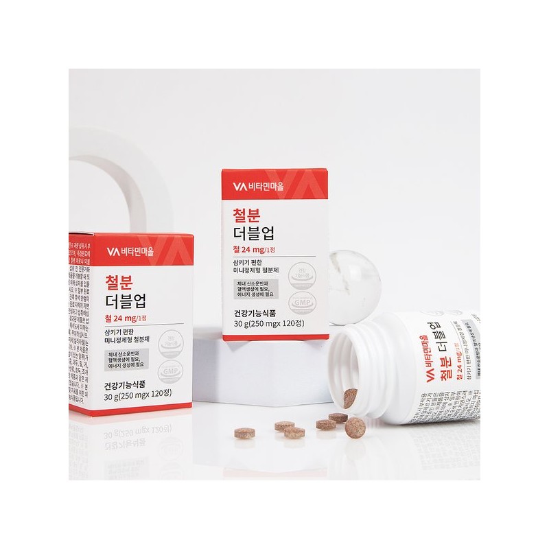 Vitamin Village 철분 더블업 미니 정제형 철분제 2박스 총240정 8개월분