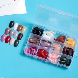 COLORBIRD Nail Tips, Short, 12 Colors, 288 Pieces, Black, Pink, Blue, Ocean, Pool, Simple