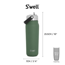 S'well Recycled Stainless Steel Explorer with Flip Straw Lid, 700ml, Green Jasper, Triple Layered Vacuum Insulated Containers Keeps Drinks Cold for 36 Hours and Hot for 8, BPA Free