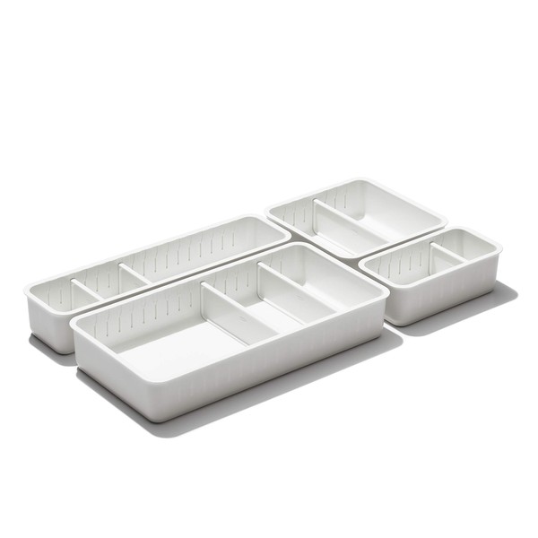 OXO Good Grips 4-Piece Complete Adjustable Drawer Bin Set with Removable Dividers