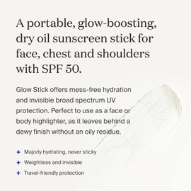 Supergoop! Glow Stick SPF 50 PA++++ Dry Oil Sunscreen Stick for Face & Body, 0.7 oz - Hydrates, Brightens & Protects Skin with a Healthy Glow, Mess-Free & Travel-Friendly Formula