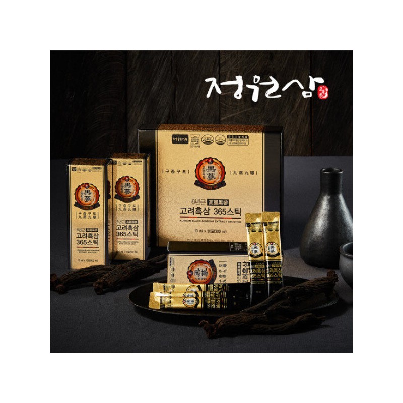 Jeongwonsam 정원삼 6년근 구증구포 고려흑삼 365스틱(10ml x 30포) Jeongwon Sam