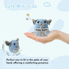 NEUYEE Emotional Support Crochet Positive Crochet Animal Elephant Gifts for Women Men Mom Friends