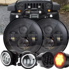 Unbranded New Popular for Jeep Wrangler JK 07-18 Combo 7'' LED Headlights Fog Turn Lights