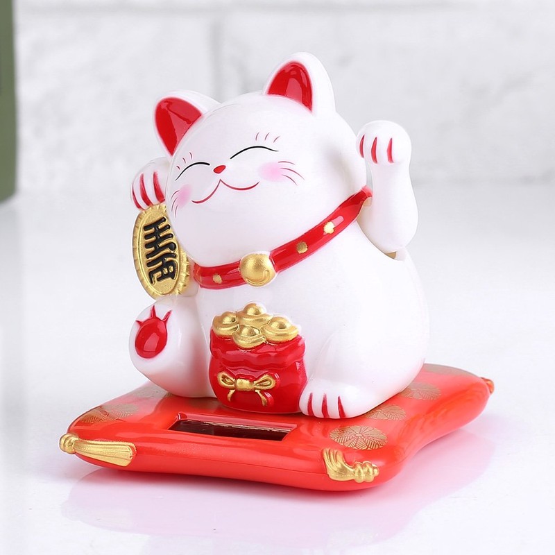 Haosie Lucky Cat, Lucky Cat Waving Arm, Solar Powered Maneki