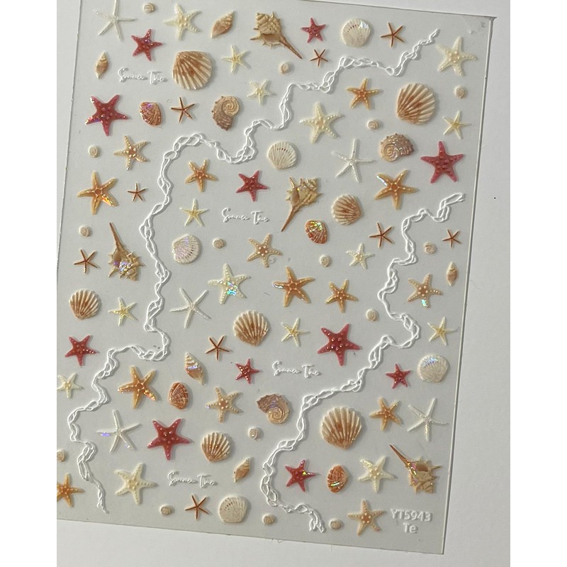 3D Nail Stickers Orange Shell Relief, Easy-to-Apply Nail Art with