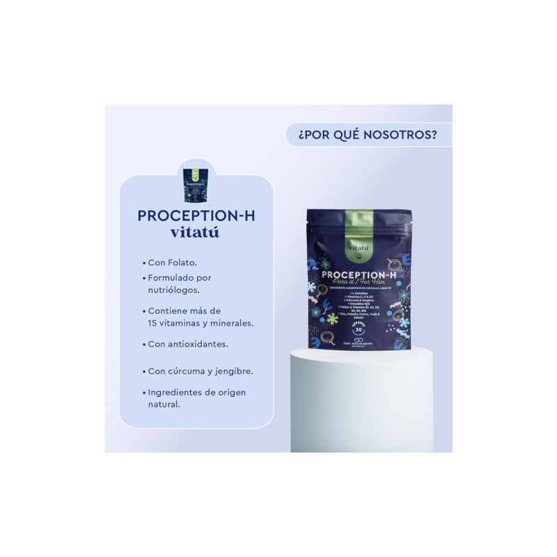 Vitatú Proception Suplemento Hombre Zinc Folato Carnitina Vitamina Q10 Cúrcuma