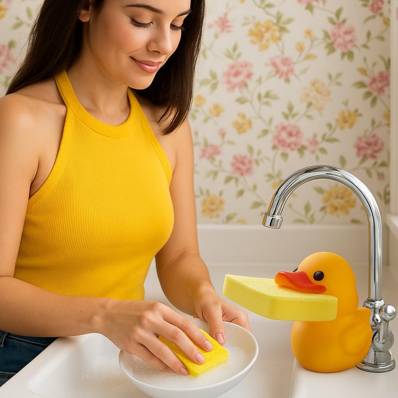 Duck Sponge Holder for Kitchen Sink – Cute Animal Design