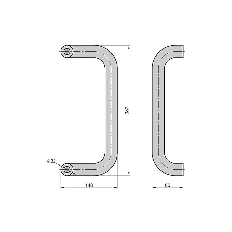 BASI U-Shape Offset Push Handle | Exterior Door Fitting |