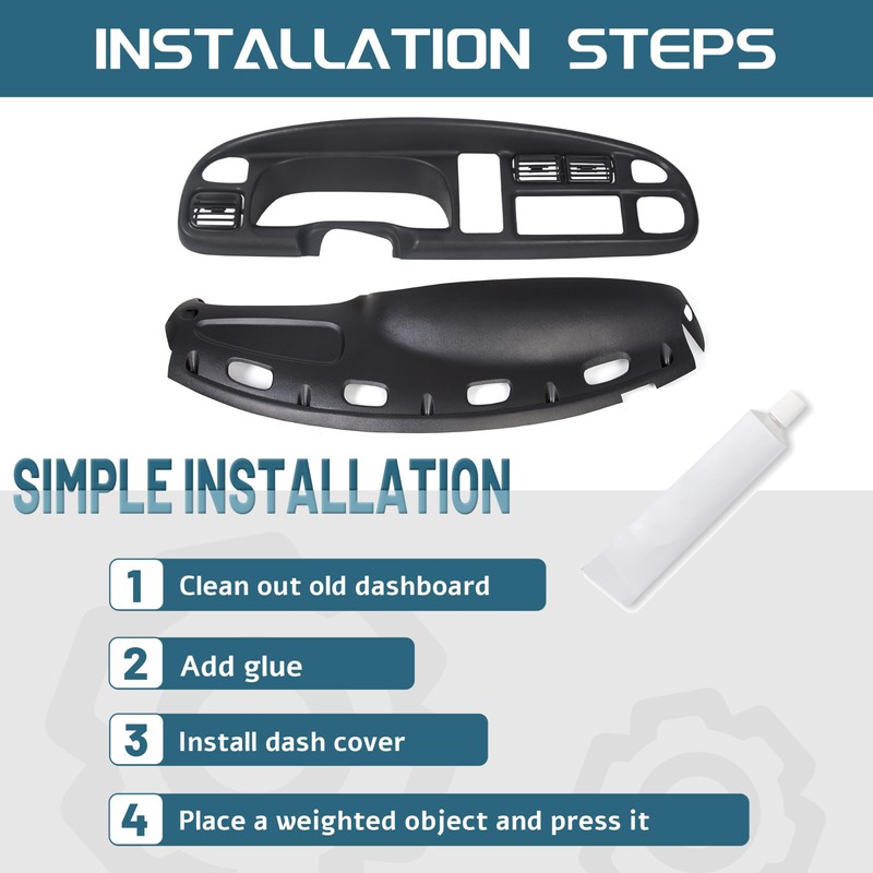 KUAFU Dash Bezel and Bashboard Cover Compatible with 1998-2002 Dodge