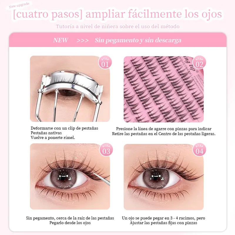 Extensiones De Pestañas, Curvatura En C, Sin Pegamento.