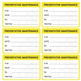 120PCS Preventative Maintenance Stickers, Service Tags Labels for Equipment,3x2 Inch Self-Adhesive Maintenance Stickers(Yellow)