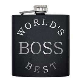 Palm City Products 6 oz Best Boss Flask - Premium Executive Gift Flask, World's Best Boss Appreciation Gift, Stainless Steel Engraved Flask for Male or Female Boss, Elegant Corporate Gift