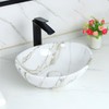 Davivy 16.3"x13.4" White Marbling Bathroom Vessel Sink with Pop Up
