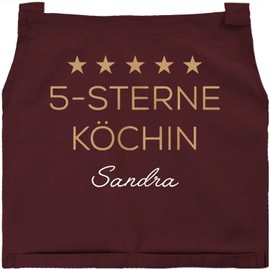 SpecialMe® Kochschürze Küchenschürze Damen 5 Sterne Köchin personalisierte Schürze für Frauen mit Namen Baumwolle bordeauxrot unisize