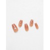 DAISO Ring Ring Coffin Nail Tips 24pcs Rose Pink