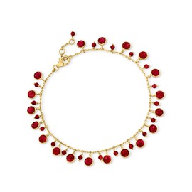 Ross-Simons 18.00 ct. t.w. Ruby Drop Anklet in 18kt Gold Over Sterling. 9 inches