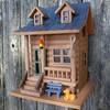 Home Bazaar Log Cabin Bird House, Handcrafted Wooden Outdoor Birdhouse