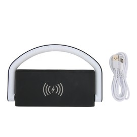Wireless Charging Alarm Clock Two Levels Adjustment Night Light Multifunction Digital Alarm Clock for Bedroom Black