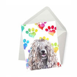 Komondor Dog Greeting Card, Card for Wife Husband Boyfriend Girlfriend Dog Mom Dad, Card for Him Her Friend Brother Sister, Watercolor Cards with Envelopes, Sympathy Card Loss of Dog, Cute Dog Card (5x7")
