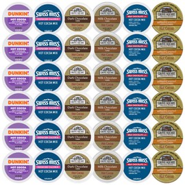 Premium Hot Cocoa K-Cup Variety Sampler Value Pack (36ct) - Six Different Chocolate Flavors (6ea) - Swiss Miss, Grove Square, Dunkin Donuts and More