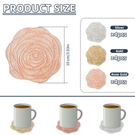 BOSOIRSOU Hollow Rose Coasters, 12 Pieces PVC Flower Coasters, Drink Protector, Cup Mats, Elegant Table Coasters, Decoration for Ornaments, Home, Festivals