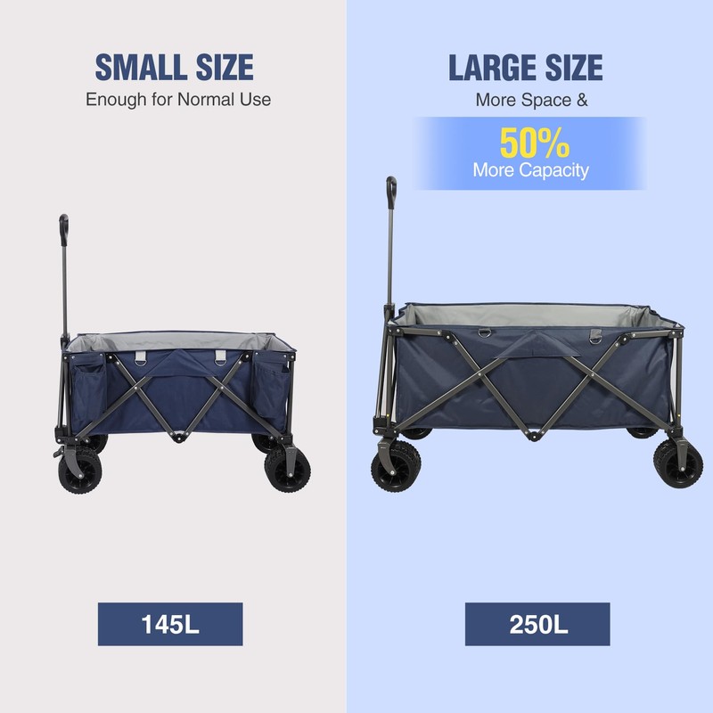 REDCAMP 250L Extra Large Collapsible Beach Cart for Sand, Heavy