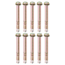 M METERXITY 10-Pack Hex Expansion Bolt, M6x100mm Colored Galvanized Iron-Carbon Steel External Hex Expansion Bolts, Anti-Corrosion Metal Bolt for Concrete/Dry Brick/Block Walls