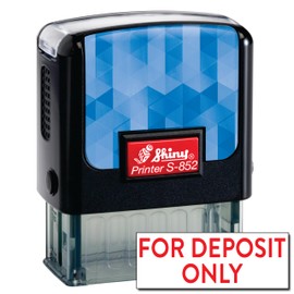 Shiny for Deposit Only Stamp Self Inking Rubber Stamp, 1/2" by 1-1/2" Impression Area, Red Ink, Refillable