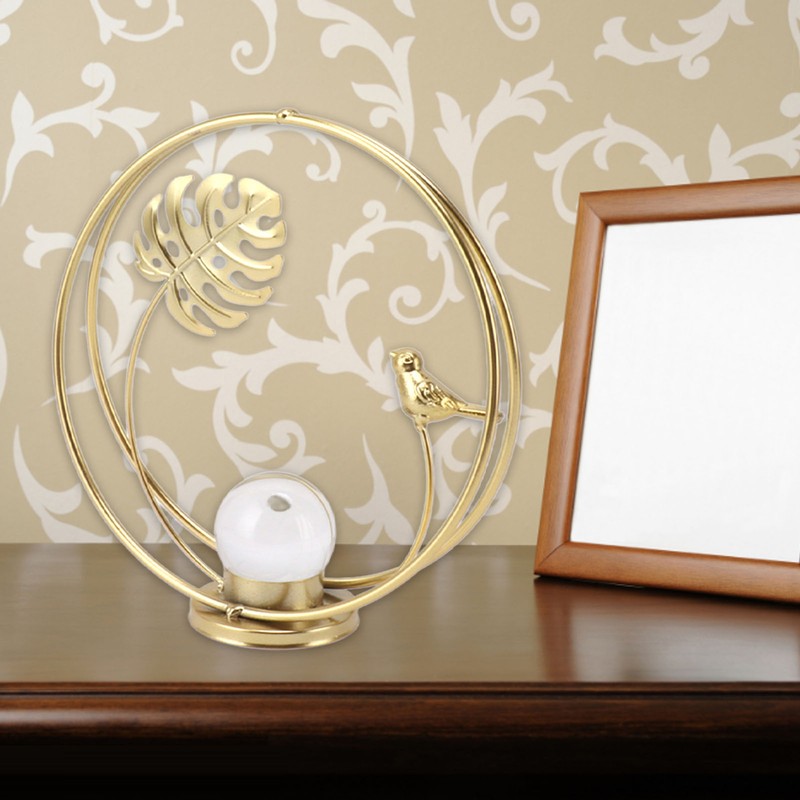 Crystal Ball Holder Decor Iron Bird Leaf Decoration Tabletop Decor