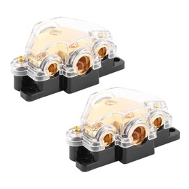 Aramox Bloque de distribución de energía, Bloque de distribución de energía de 2 Piezas, 1 en 3 vías, Amplificador de Audio, Protector de Circuito Divisor de Cable para automóvil, Barco