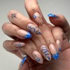 NBNTGH Snake Press On Nails - Medium Almond Blue French