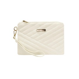 AdiStylinno Women’s Wristlet Wallets, Ladies Leather Large Capacity Phone Purse, Slim Zipper Clutch Handbag with Wrist Strap (White)