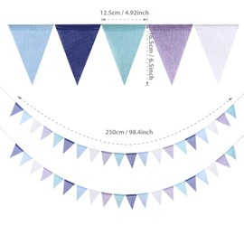 2set Purple and blue Party Bunting Banner, 40PCS Multicolor Waterproof Burlap Triangle Flags,Outdoor Indoor Hanging Decoration for Wedding/Birthday/Home Festival Party (Purple style)