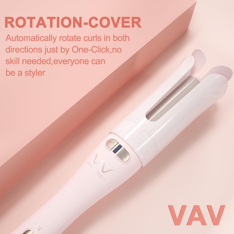VAV Automatic Rotating Curling Iron Auto Hair Curler, Self-Rolling Curling