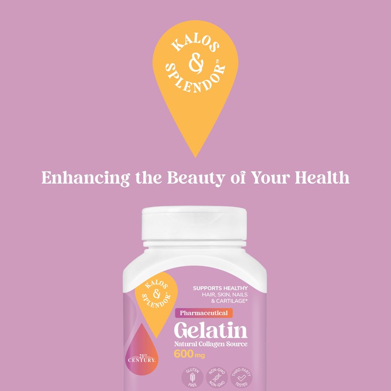 21st Century Gelatin 600mg, 100 Capsules