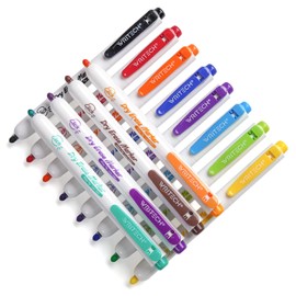 WRITECH Retractable Dry Erase Markers: Fine Tip Assorted Colors Low Odor Multi Colored Set Kid Adult Refillable Clickable Multicolor Thin Point Whiteboard Marker Bulk 12ct No Bleed Smear
