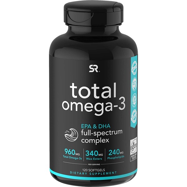 Total Omega-3 Fish Oil from Wild Sockeye Salmon, Alaskan Pollock, Antarctic Krill Oil, Astaxanthin + Phospholipids & Wax Esters for Better Absorption | 960mg of EPA & DHA Fatty Acids (120 Softgels)