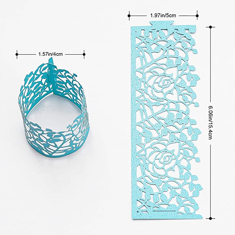 Paper Napkin Rings Rose Leaf,50 Pieces 3D Laser Cut Disposable