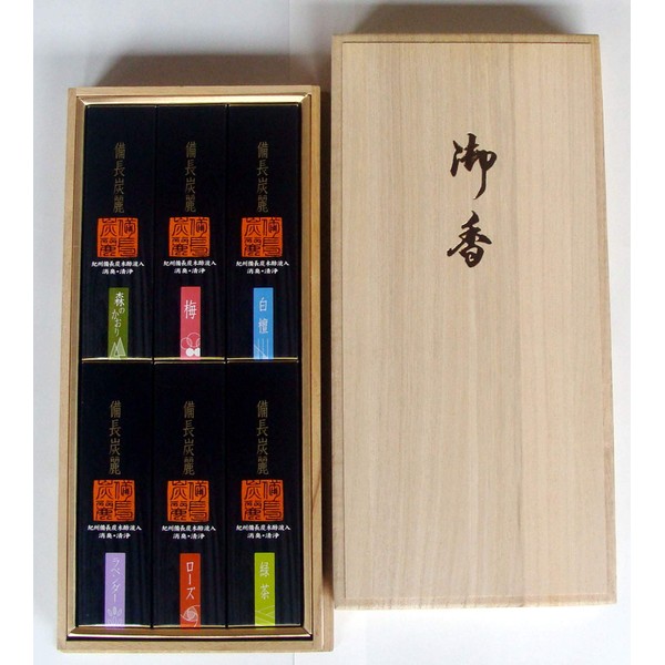 [Packaging] Binchotanrei 6 Types Assortment [Paulownia Box] Made in Japan, Awaji Island Incense, Incense, Incense, Incense, Incense, Companion, Gift, Proceeding Gift, Gift Set, Sympathy, Bon Festival,