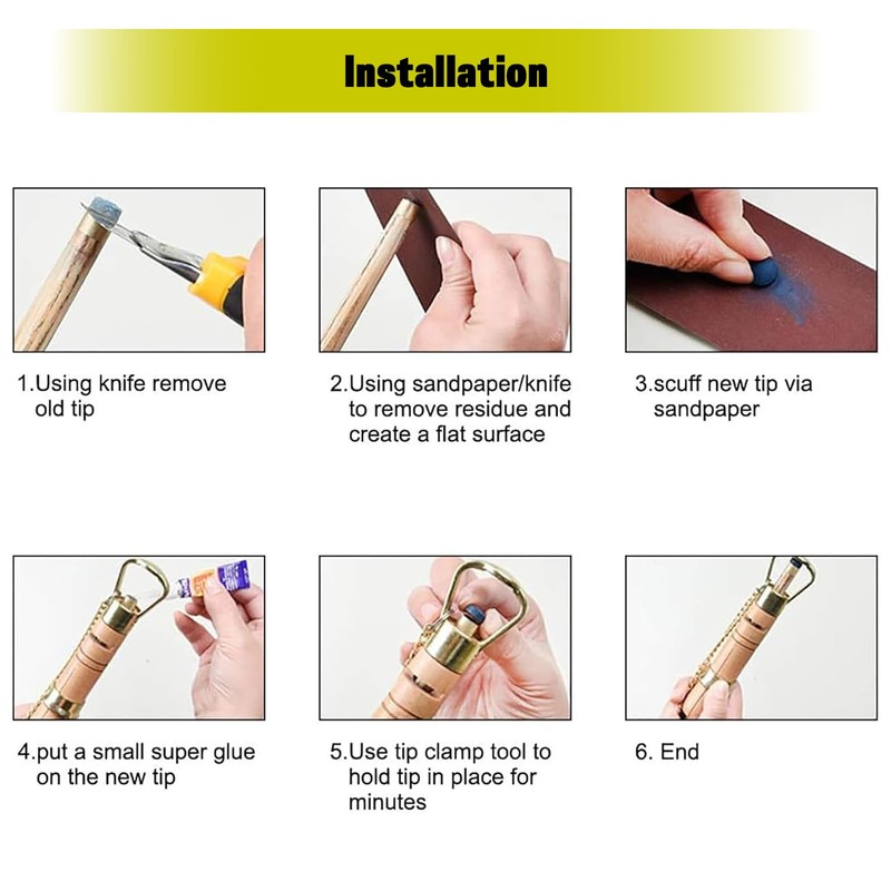 Rhoyee Billiard Pool Cue Tips Pool Cue Tips Replacement Kit